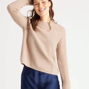Quince Mongolian Cashmere Fisherman Crewneck Sweater - Oatmeal - S